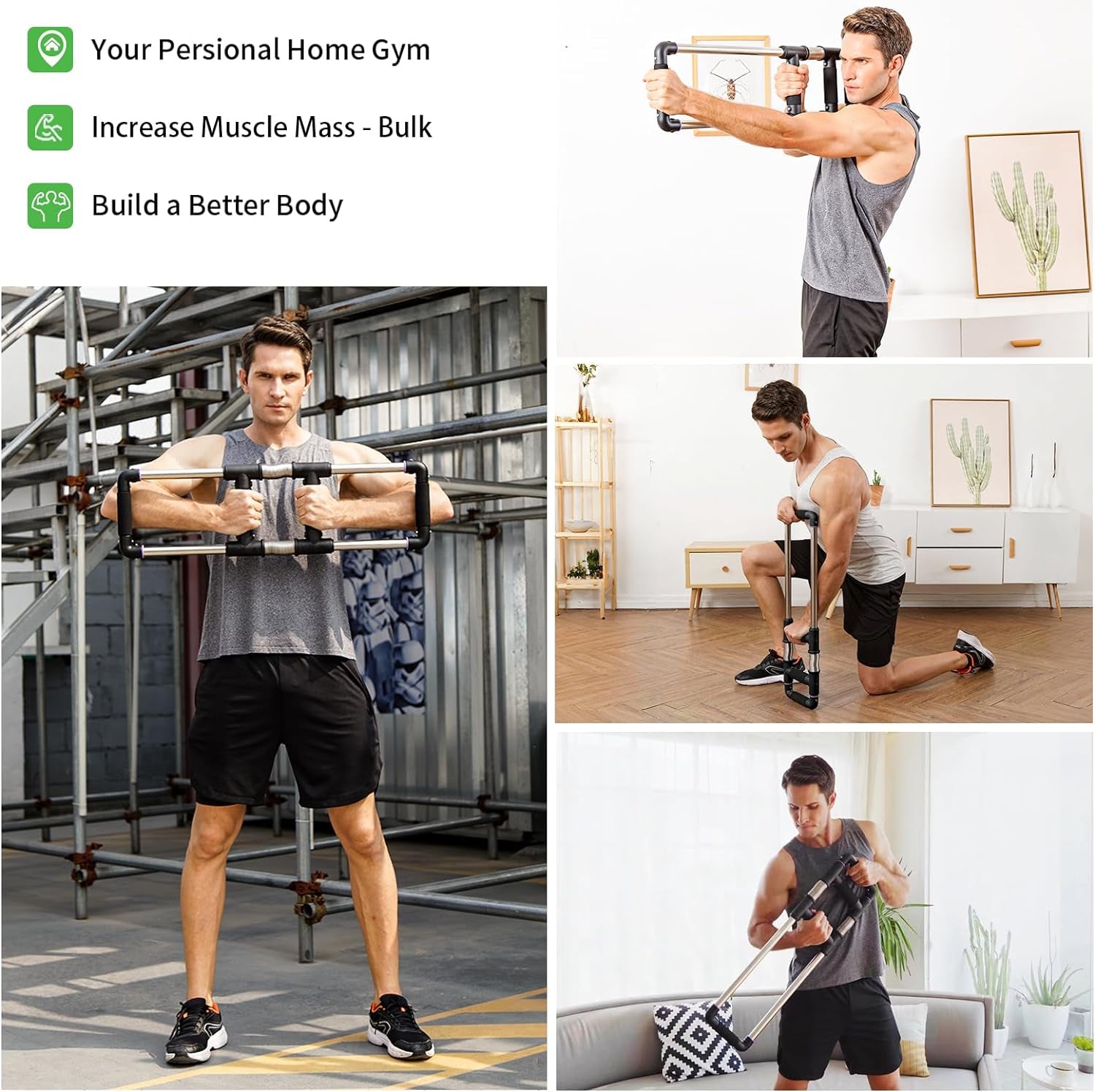 Push down Bar Machine - Chest Expander at Home Workout Equipment for Chest, Arm, Shoulder, Abs and Back - Portable Upper Body Trainer for Home, Travel or Outdoors